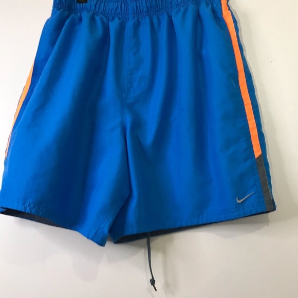 Nike Men's Blue and Orange Athletic Swim Trunks Board Shorts Beach Vacation Lg - Picture 2 of 11